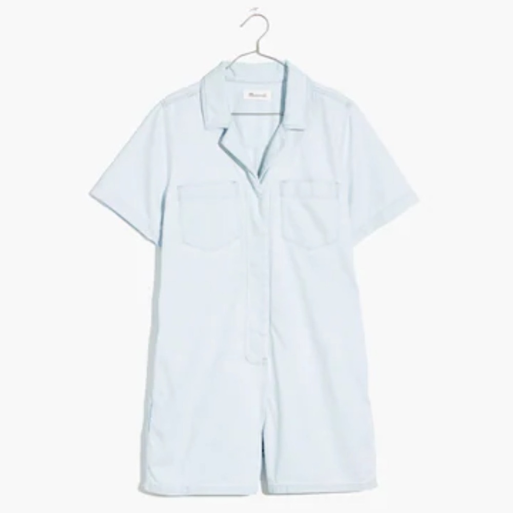 Madewell Light Blue Short Sleeve Romper